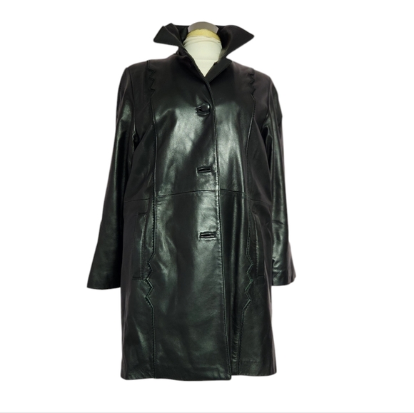 Alaska vintage Button-down Leather Jacket Size Small black - Picture 1 of 11